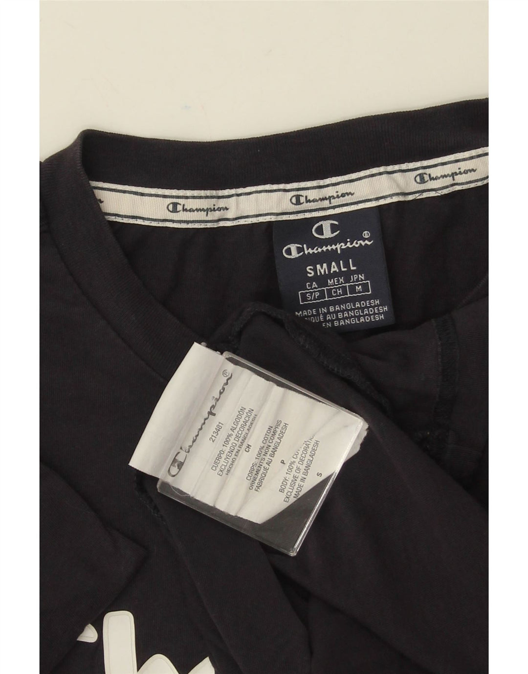 T-shirt grafica da uomo CHAMPION Top piccola in cotone blu navy