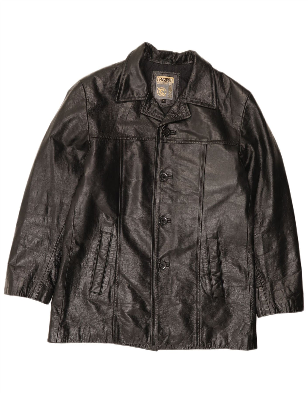 Giacca in pelle da uomo censurata UK 40 Grande pelle nera