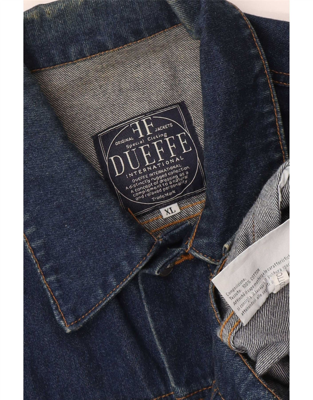 Giacca di jeans da uomo Dueffe UK 42 XL Cotone blu navy