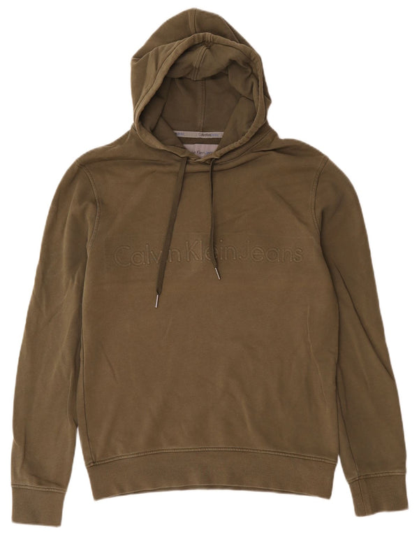 Maglione con cappuccio grafico da uomo Calvin Klein piccolo in cotone kaki