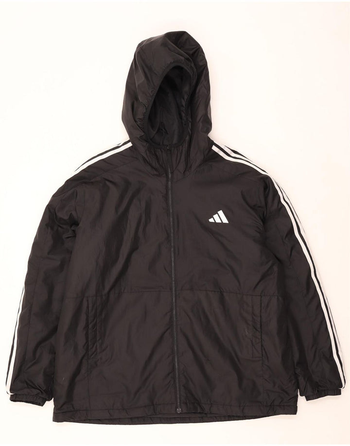 Giacca a vento con cappuccio da uomo Adidas UK 44 2XL poliestere nero