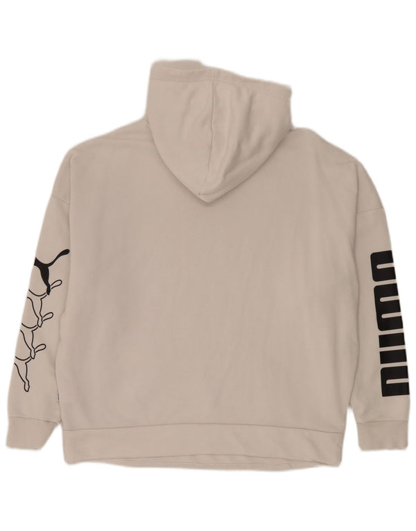 Felpa con cappuccio oversize grafica da donna Puma UK 14 cotone bianco medio