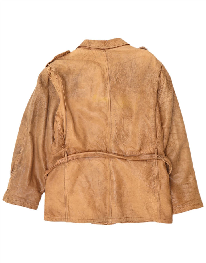Giacca in pelle militare da uomo VINTAGE UK 42 XL Beige