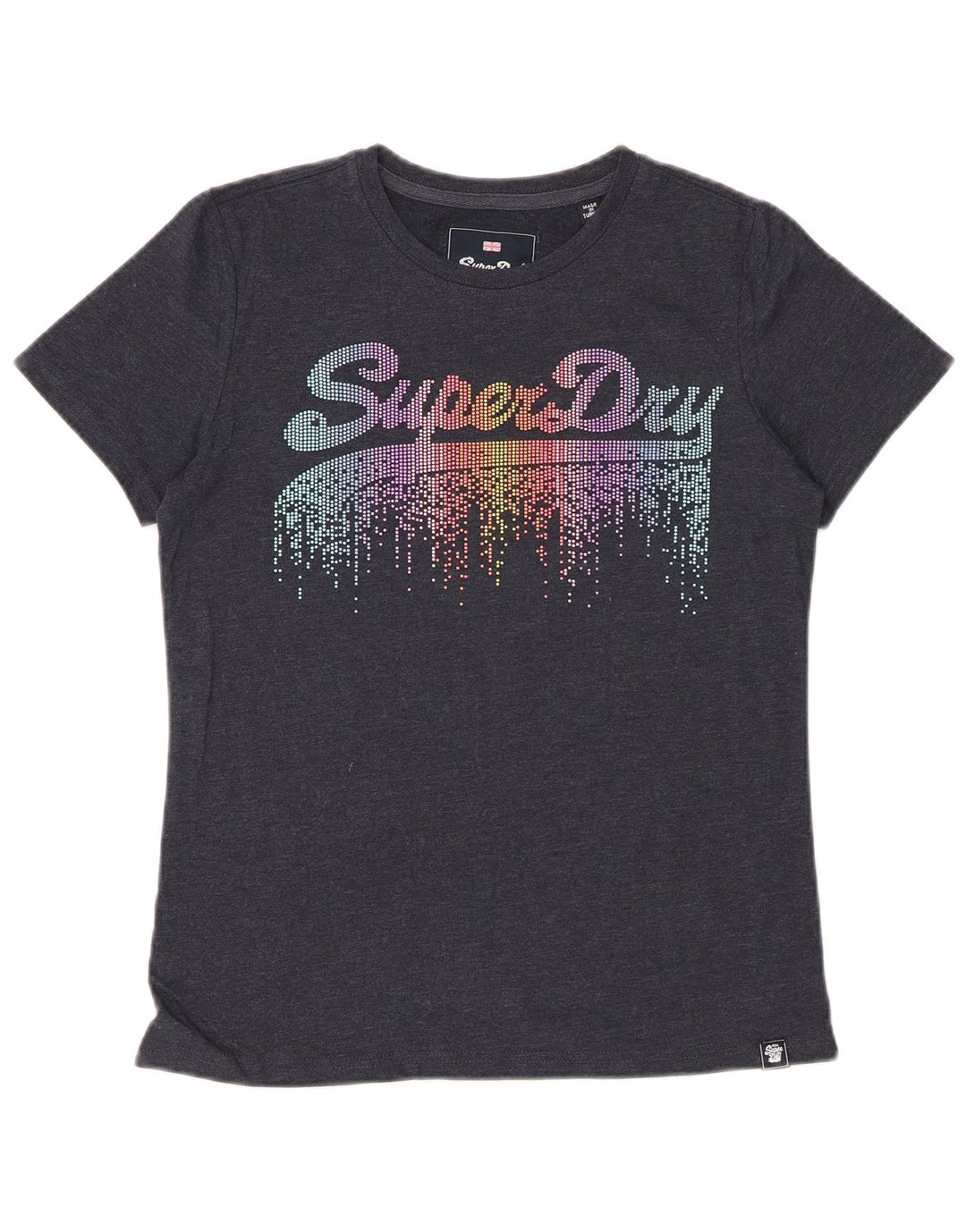 T-shirt grafica da donna SUPERDRY Top UK 10 piccola grigia