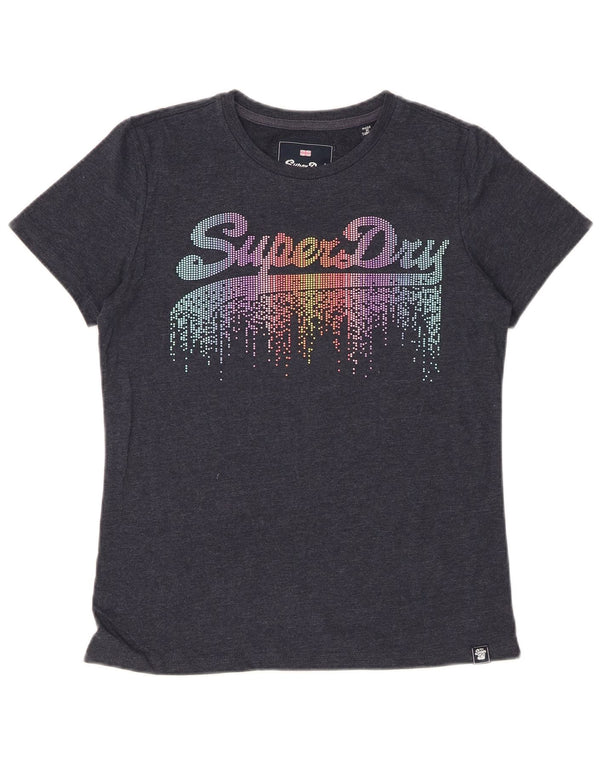 T-shirt grafica da donna SUPERDRY Top UK 10 piccola grigia