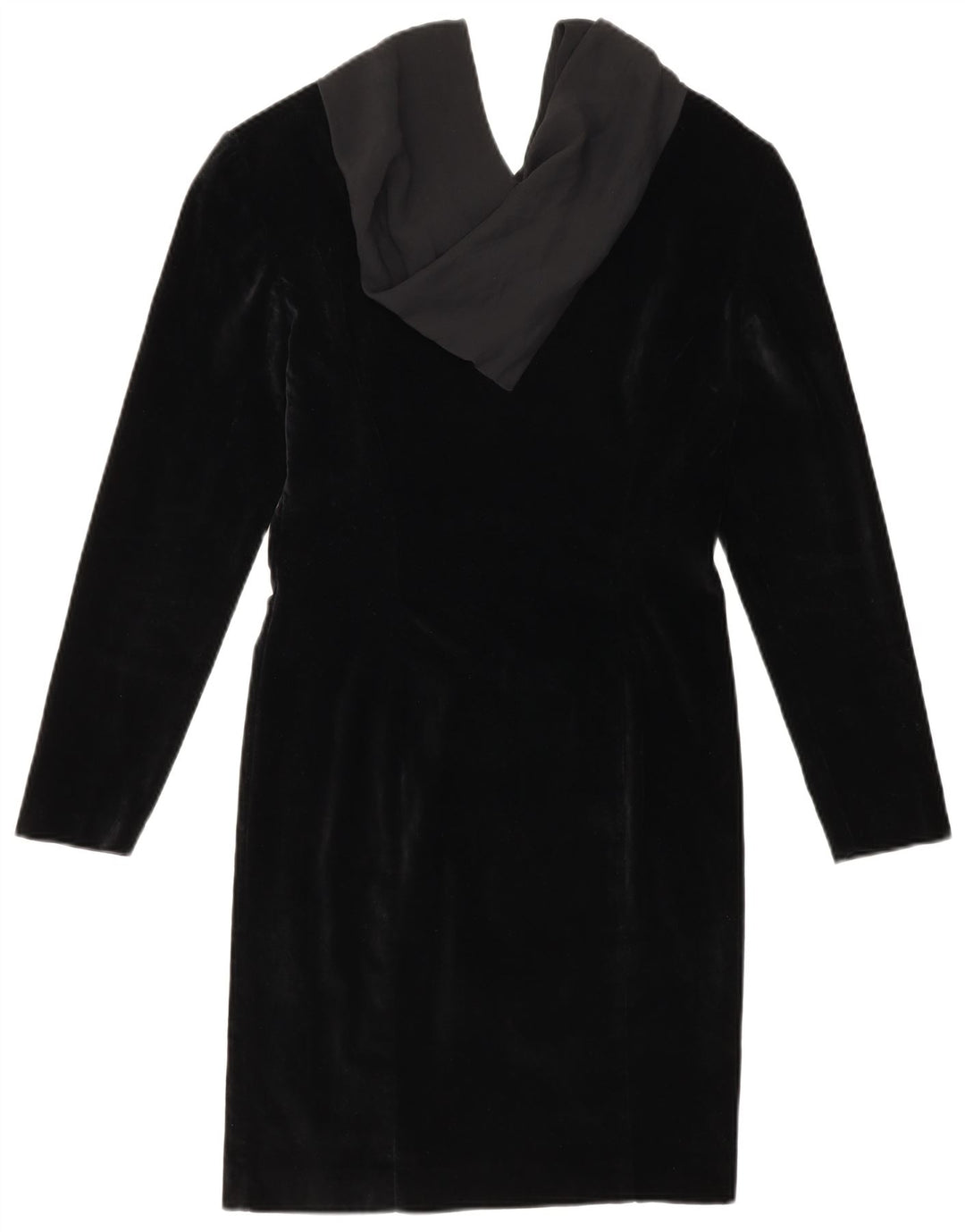 DE PIETRI Womens Velvet Shift Dress IT 46 Large Black Colourblock