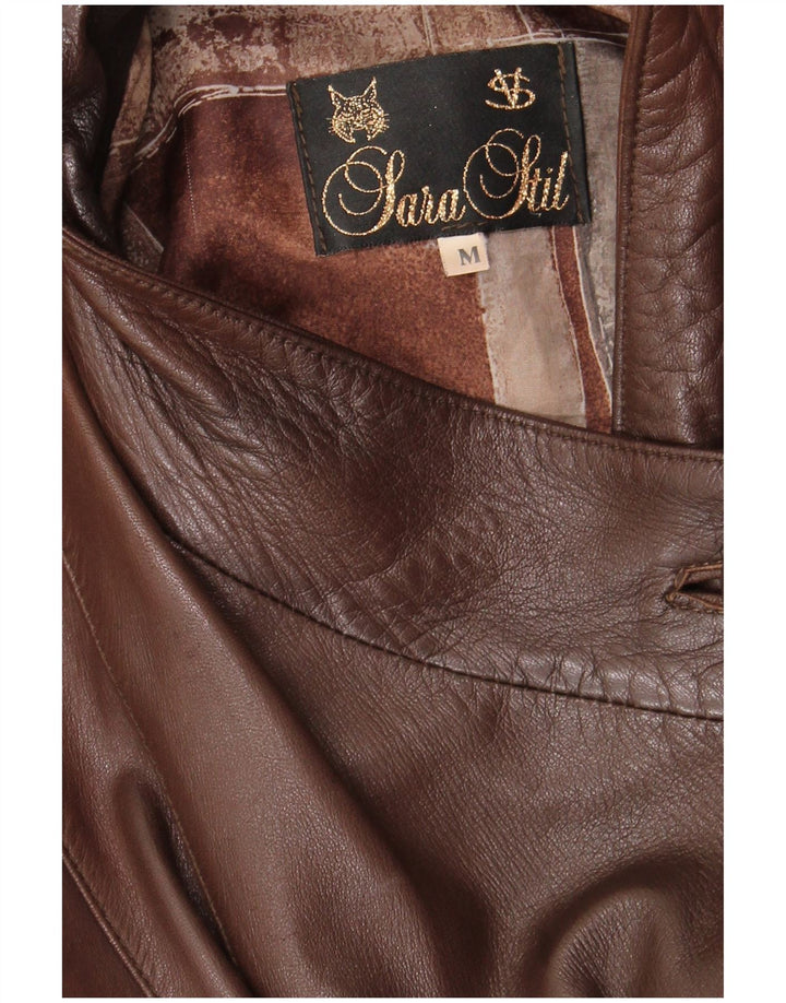 Cappotto in pelle oversize da donna vintage UK 14 Marrone medio