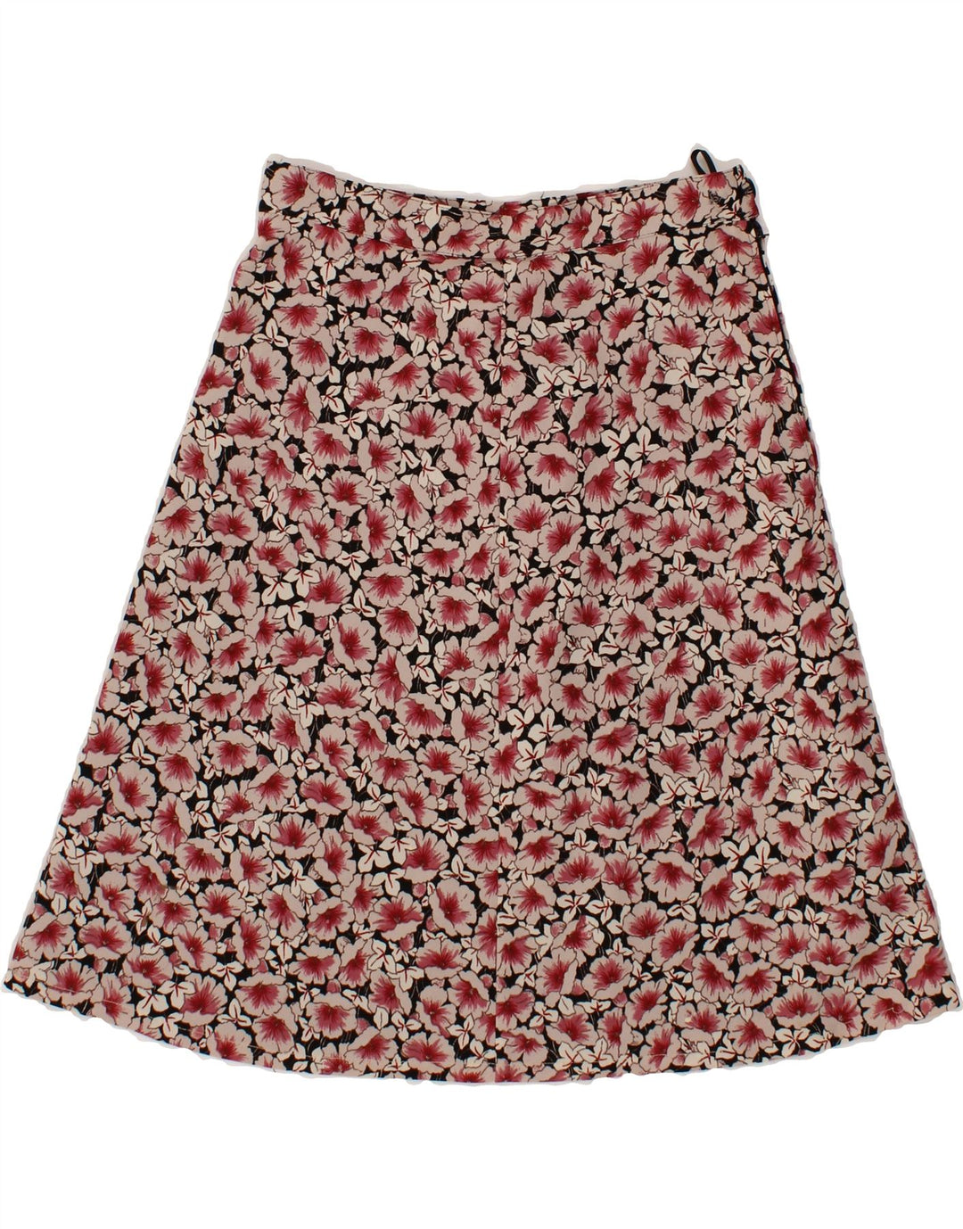 VINTAGE Womens A-Line Skirt W30 Medium Pink Floral Polyester Vintage Vintage and Second-Hand Vintage from Messina Hembry 