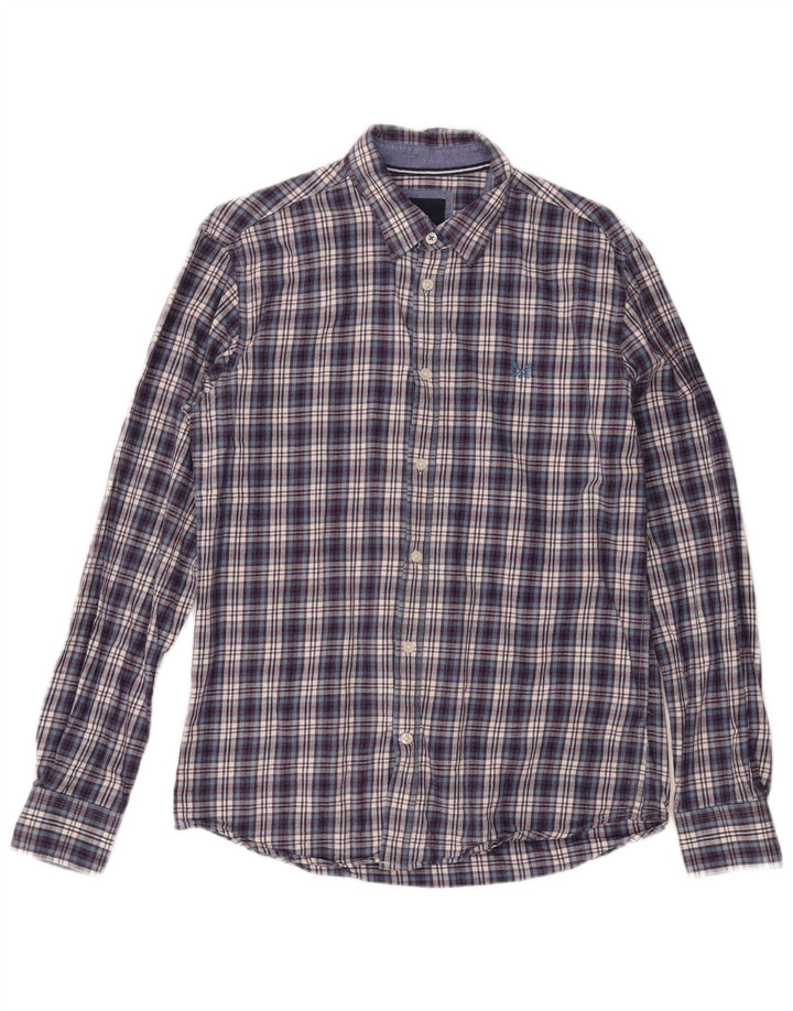 Crew Clothing Camicia da uomo in flanella di cotone a quadri blu navy medio