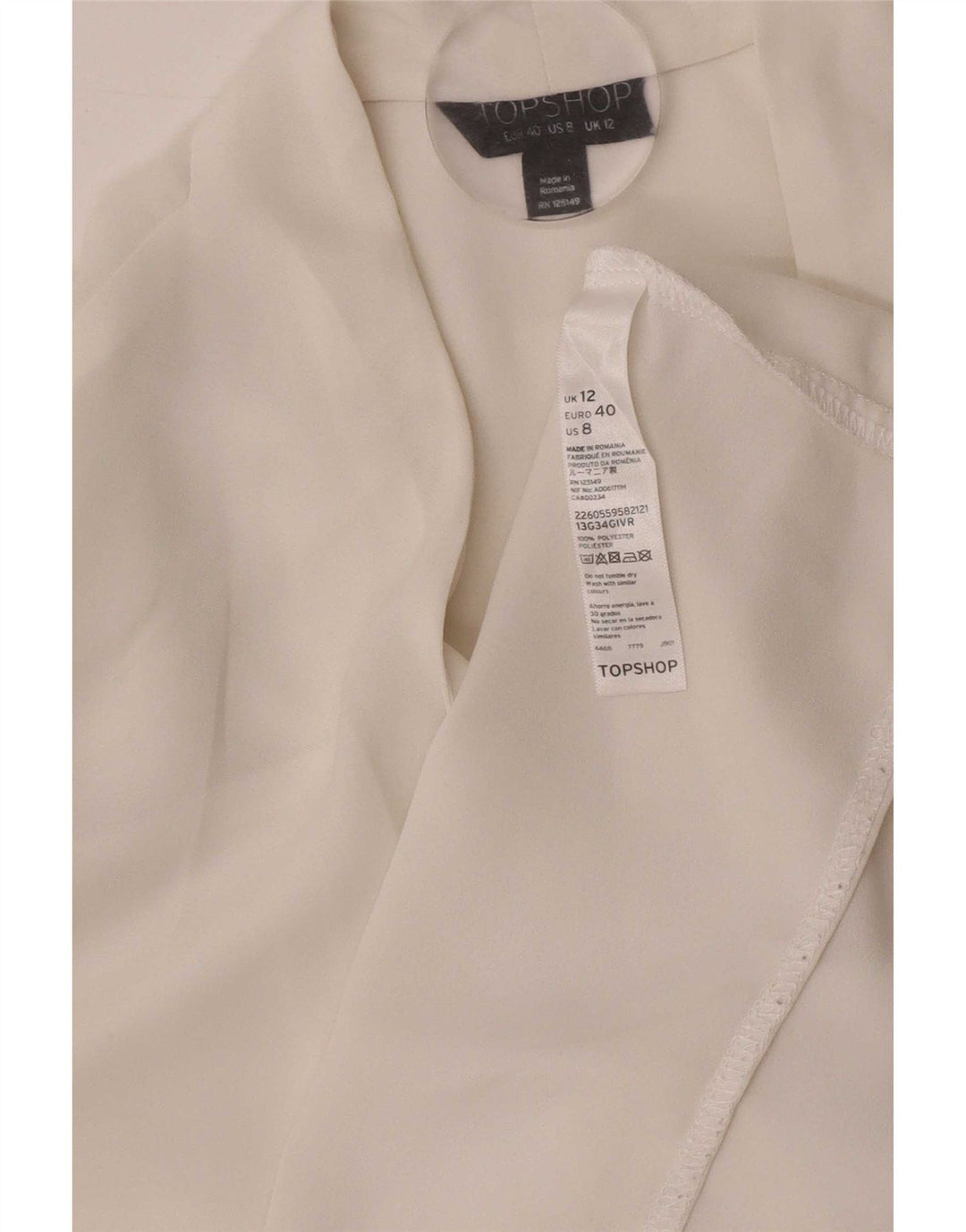 Topshop Camicetta a maniche lunghe da donna Top UK 12 Poliestere bianco medio