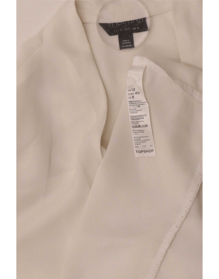 Topshop Camicetta a maniche lunghe da donna Top UK 12 Poliestere bianco medio