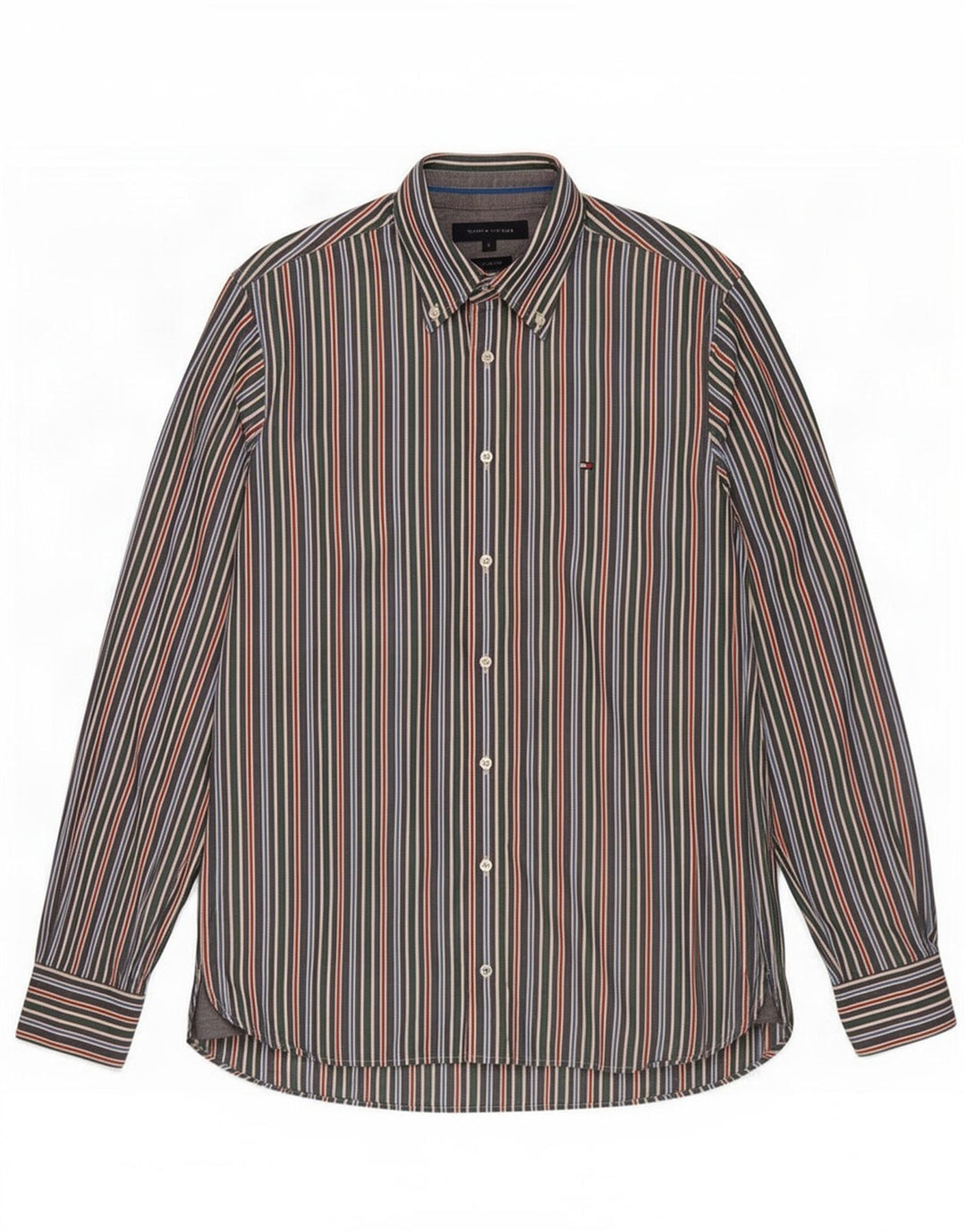 Camicia da uomo Custom Fit Tommy Hilfiger piccola in cotone a righe multicolore