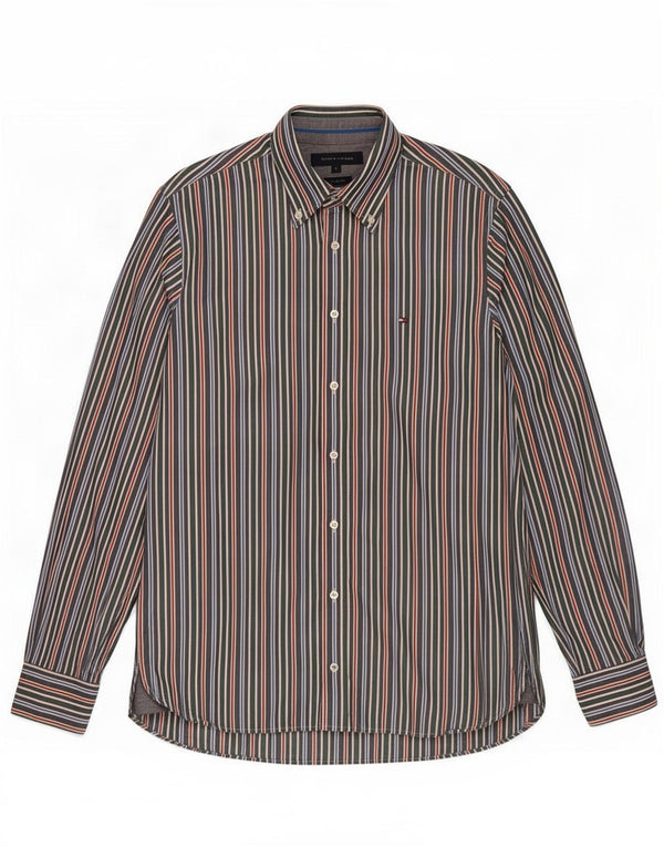 Camicia da uomo Custom Fit Tommy Hilfiger piccola in cotone a righe multicolore