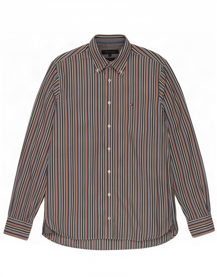 Camicia da uomo Custom Fit Tommy Hilfiger piccola in cotone a righe multicolore