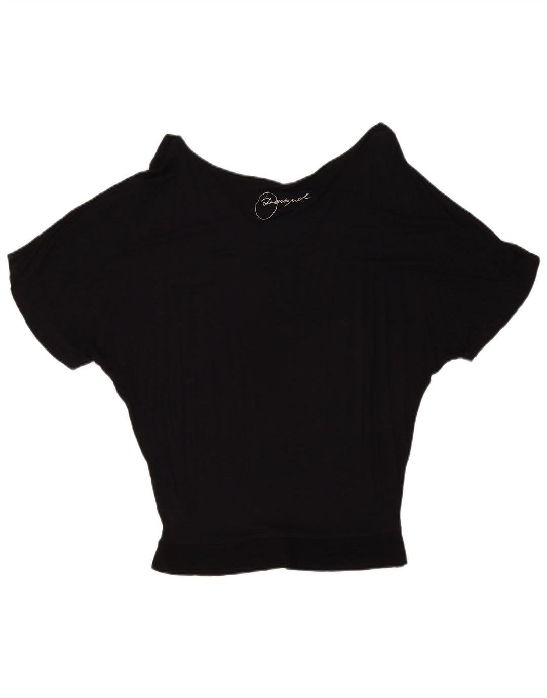 Desigual Donna Graphic Batwing Camicetta Top UK 10 Small Nero Geometrico