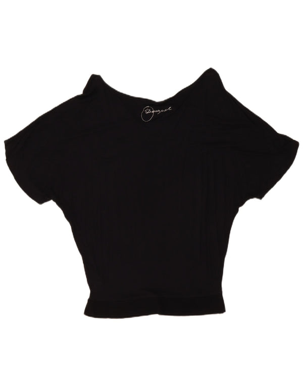 Desigual Donna Graphic Batwing Camicetta Top UK 10 Small Nero Geometrico