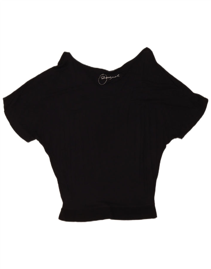 Desigual Donna Graphic Batwing Camicetta Top UK 10 Small Nero Geometrico