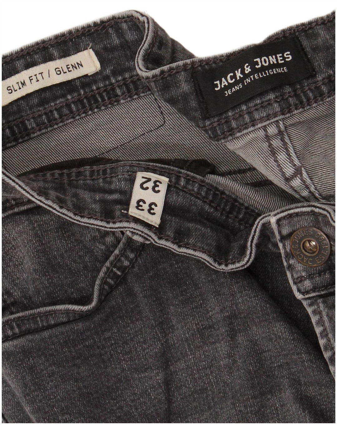 JACK & JONES Jeans slim da uomo GLENN W32 L32 in cotone grigio