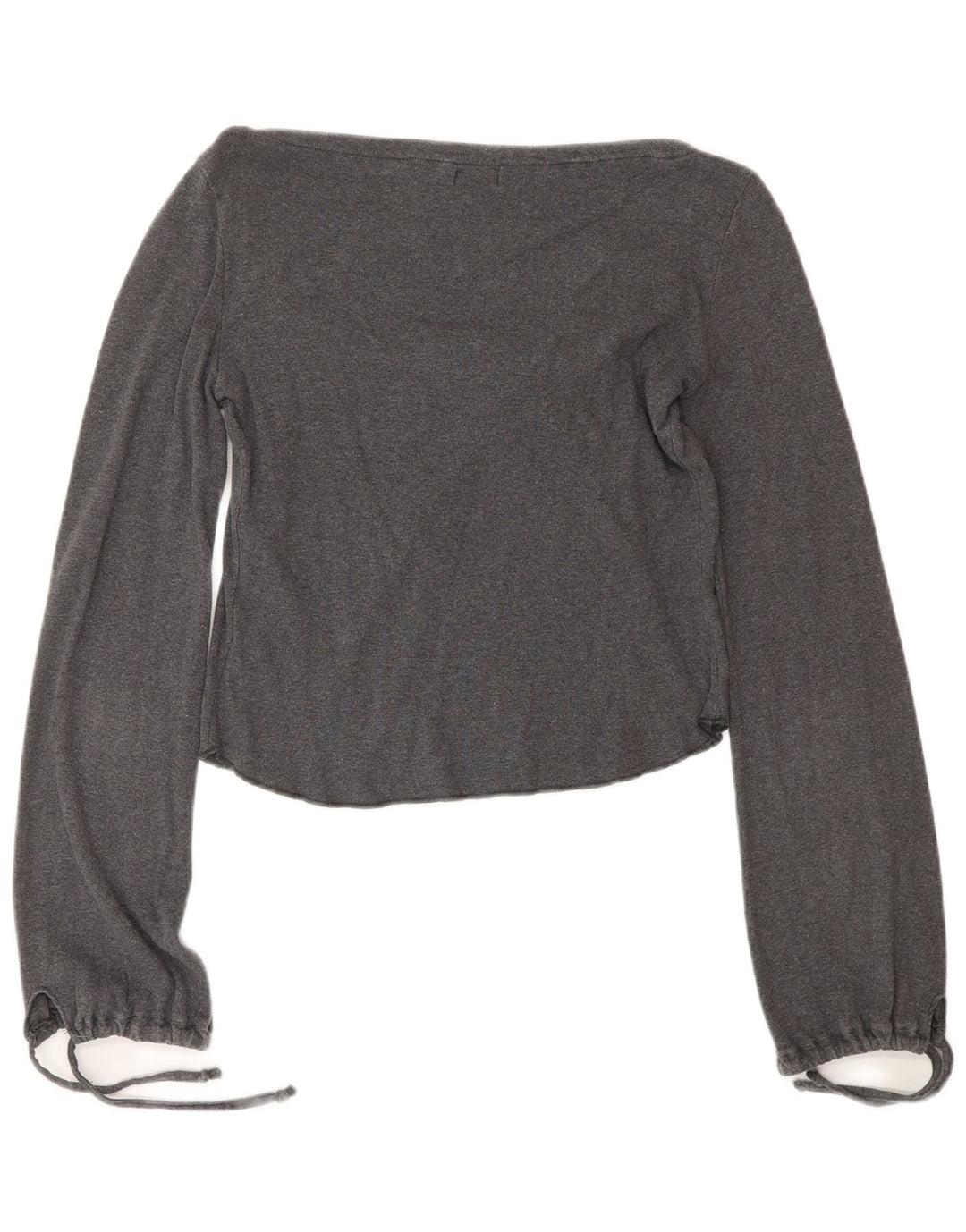 Top corto da donna con allacciatura frontale Onyx manica lunga UK 12 Cotone grigio medio