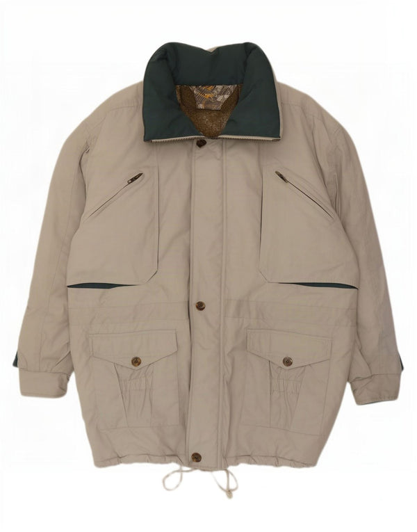 Giacca imbottita con cappuccio vintage da uomo IT 56/58 3XL Poliestere grigio