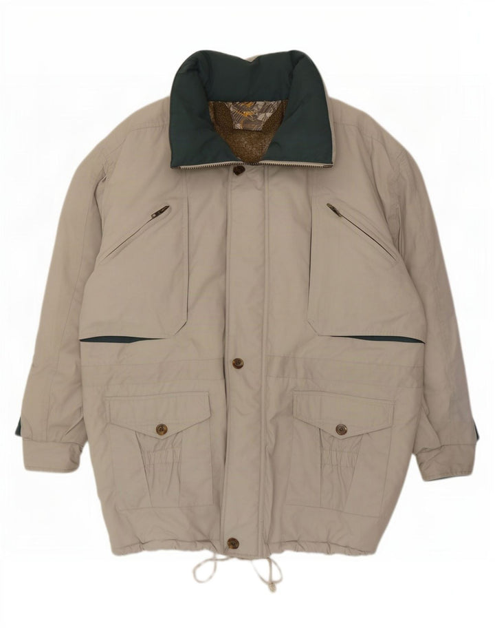 Giacca imbottita con cappuccio vintage da uomo IT 56/58 3XL Poliestere grigio
