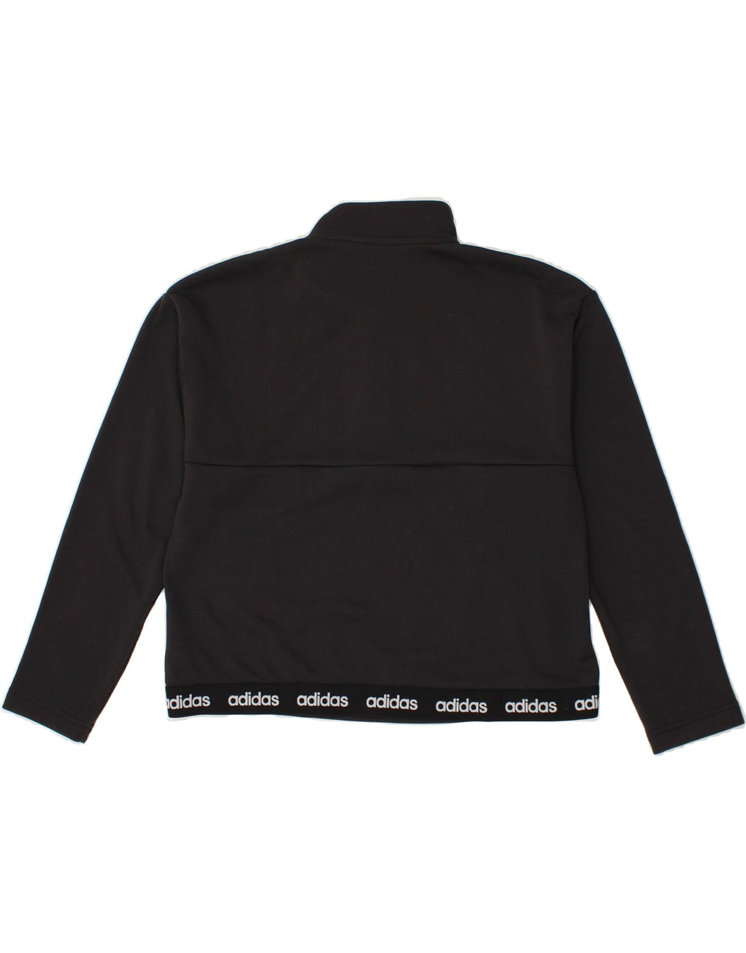ADIDAS Womens Zip Neck Pullover Tracksuit Top UK 12/14 Medium Black Vintage Adidas and Second-Hand Adidas from Messina Hembry 