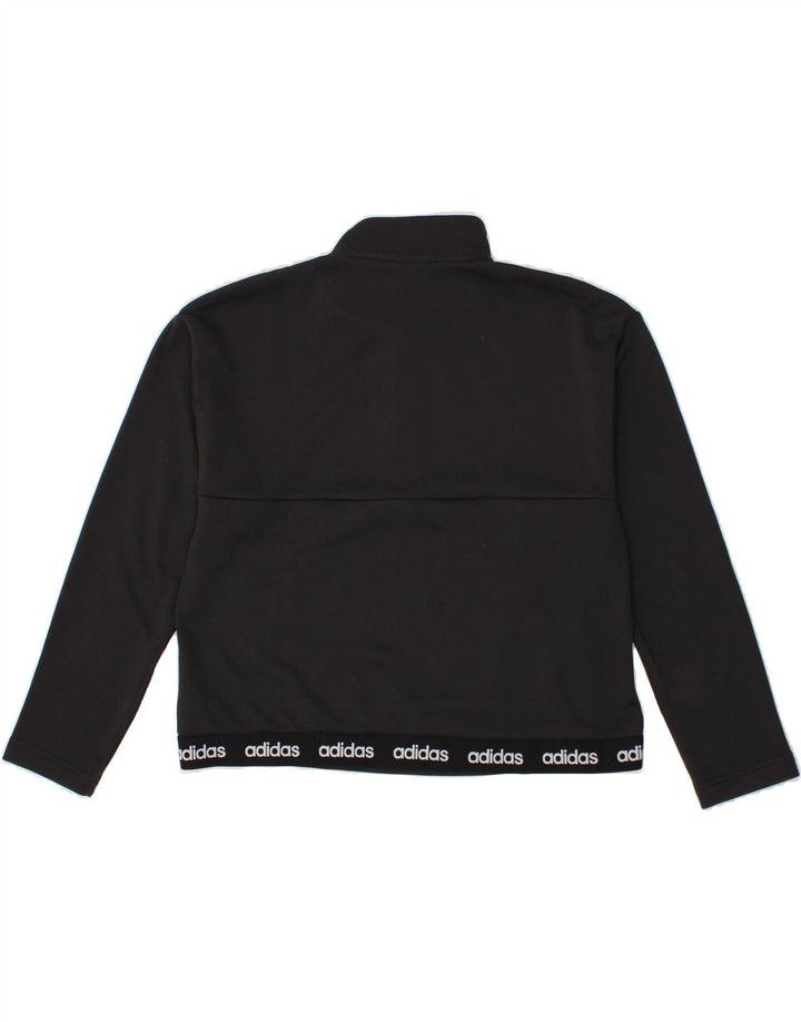 ADIDAS Womens Zip Neck Pullover Tracksuit Top UK 12/14 Medium Black Vintage Adidas and Second-Hand Adidas from Messina Hembry 