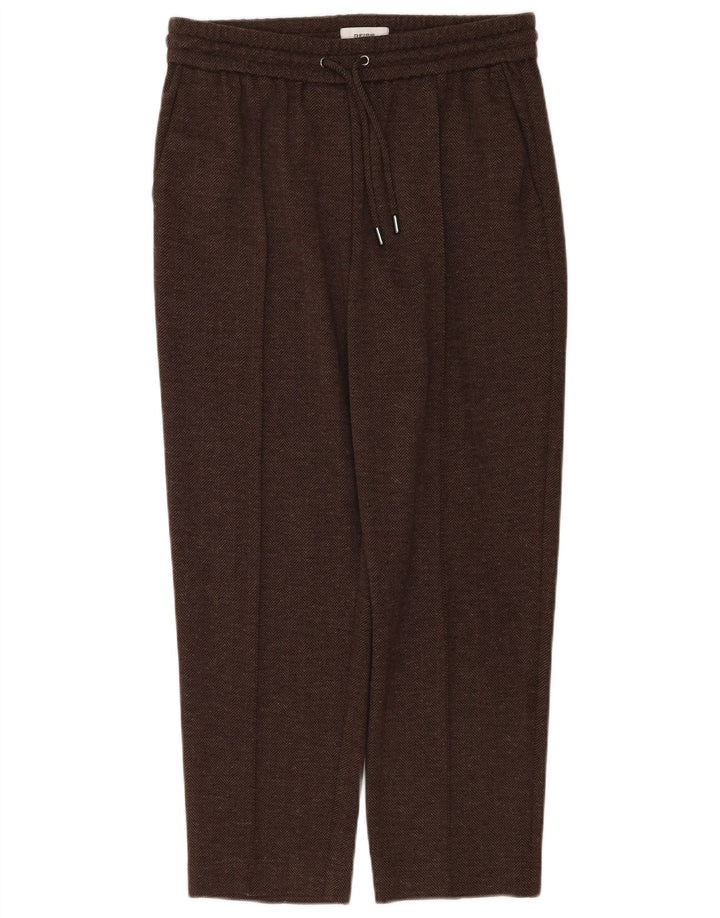 Pantaloni da tuta da donna Reiss UK 12 Cotone a spina di pesce marrone medio