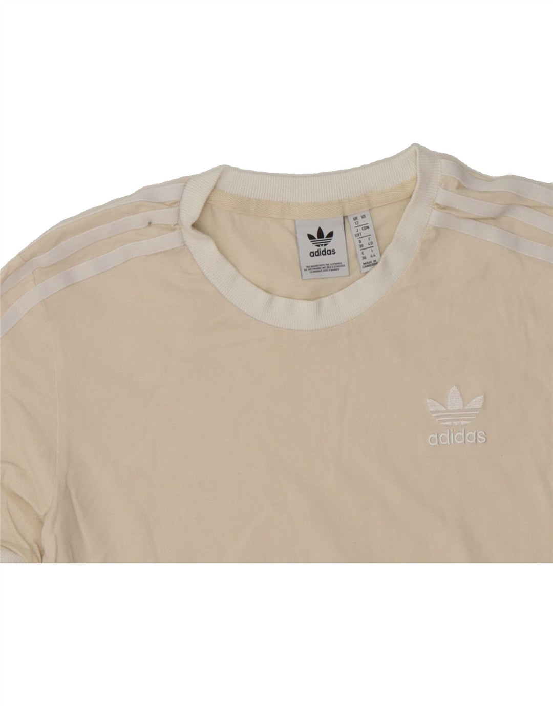 ADIDAS Womens T-Shirt Top UK 12 Medium  Beige Cotton Vintage Adidas and Second-Hand Adidas from Messina Hembry 