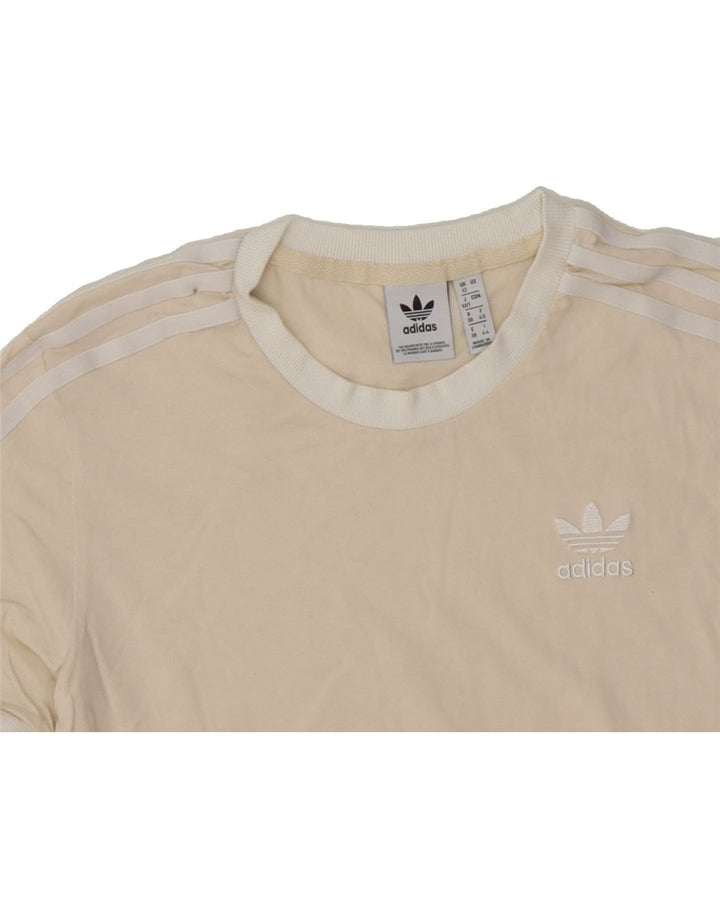 ADIDAS Womens T-Shirt Top UK 12 Medium  Beige Cotton Vintage Adidas and Second-Hand Adidas from Messina Hembry 