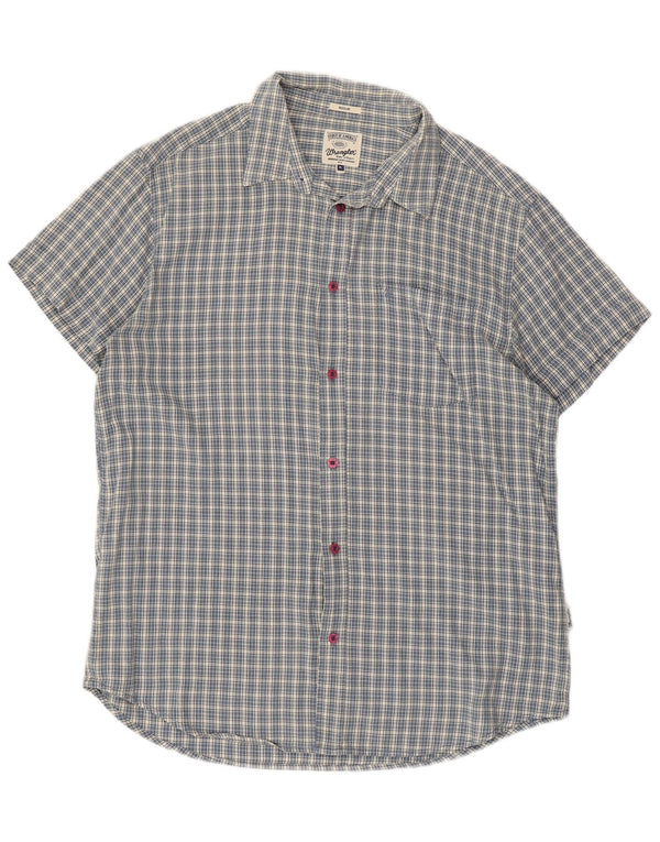 Camicia a maniche corte vestibilità regolare da uomo Wrangler XL in cotone a quadri blu