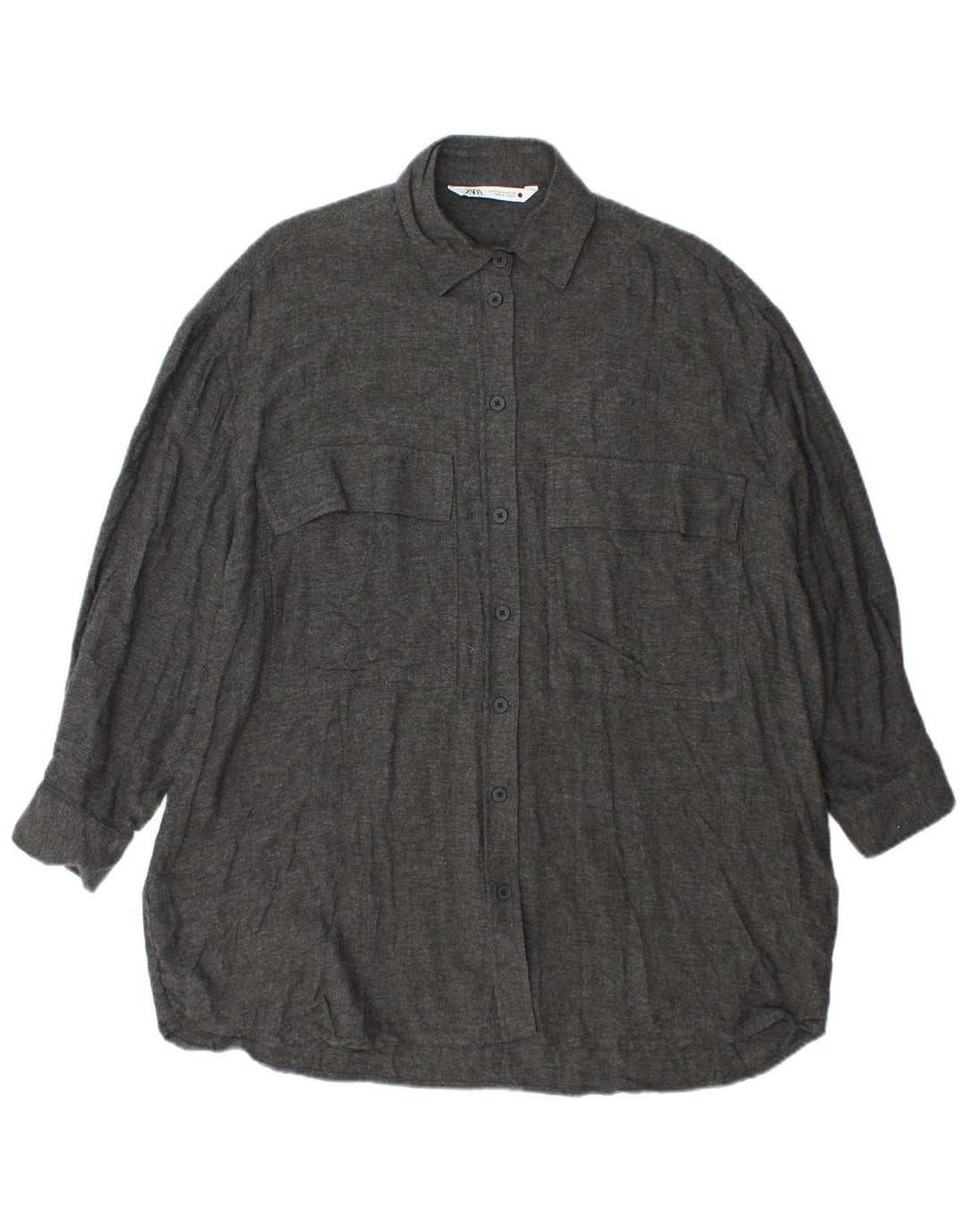 Abito chemisier oversize da donna Zara UK 10 piccolo in viscosa grigia
