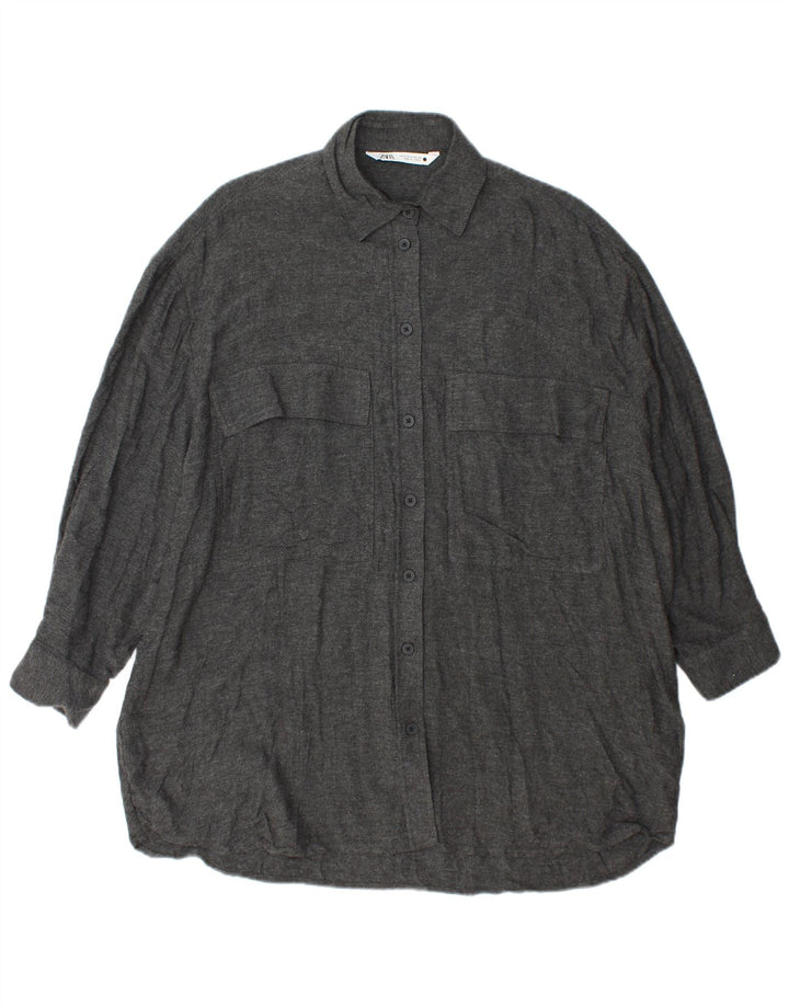 Abito chemisier oversize da donna Zara UK 10 piccolo in viscosa grigia