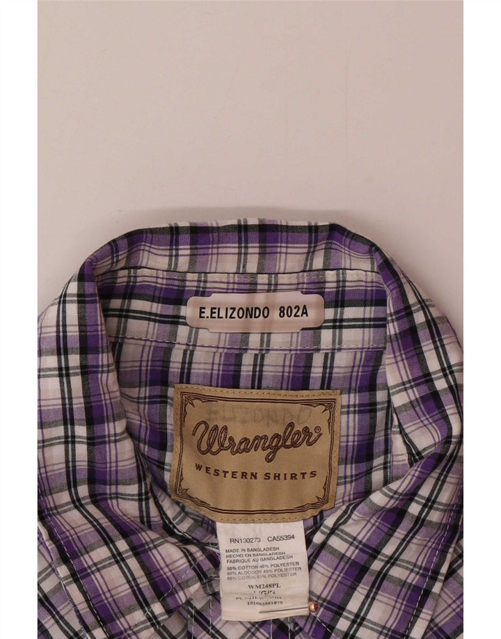 Camicia a maniche corte da uomo Wrangler grande cotone a quadri viola
