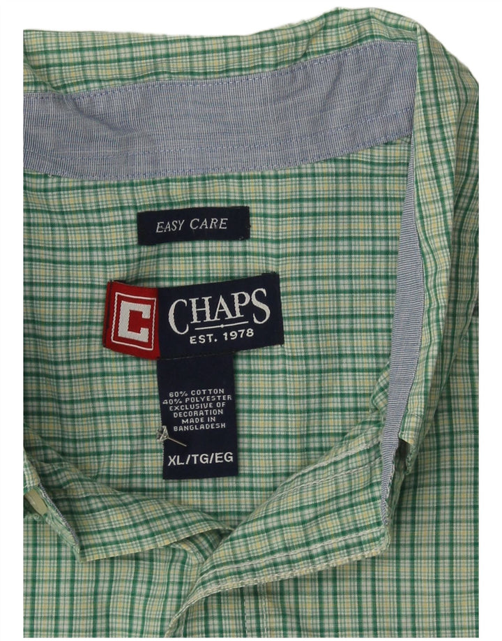 Chaps Camicia da uomo a maniche corte Easy Care XL in cotone a quadri verdi