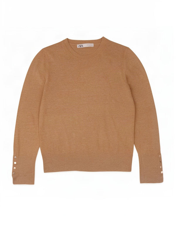 Maglione maglione girocollo da donna Zara UK 12 Beige medio