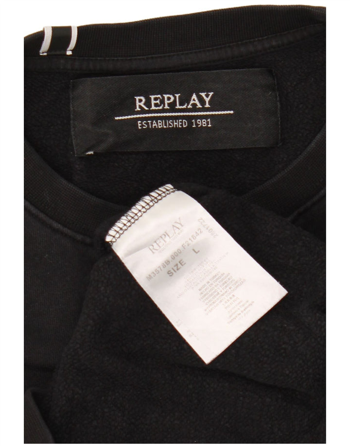 Felpa da donna Replay Jumper UK 16 grande cotone nero