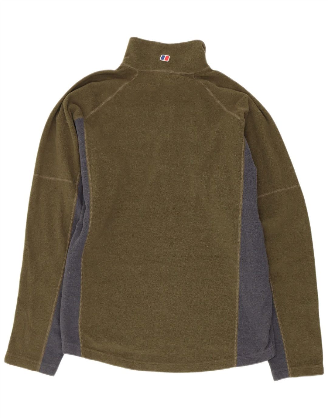 Maglione in pile da uomo Berghaus con zip e collo, poliestere color block medio kaki