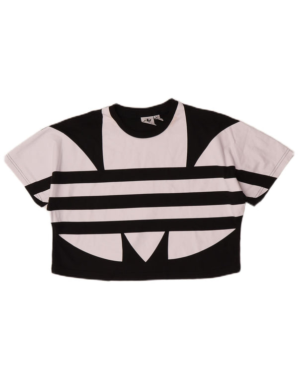 T-shirt grafica corta oversize da donna Adidas UK 4 XS cotone nero