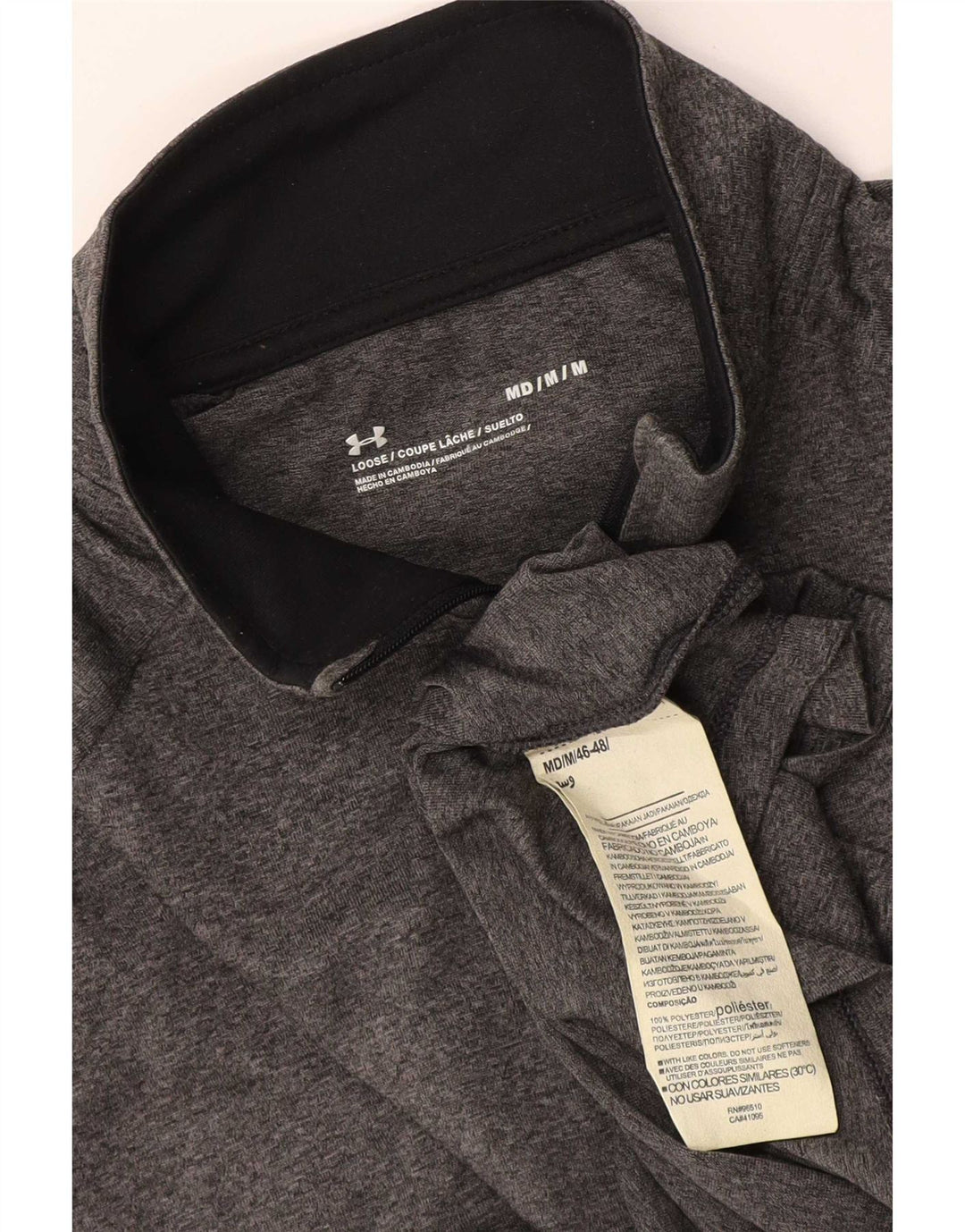 Under Armour Maglia da uomo con zip e collo a maniche lunghe in poliestere grigio medio