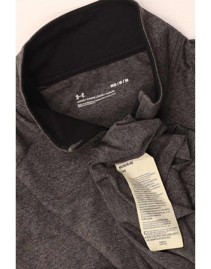 Under Armour Maglia da uomo con zip e collo a maniche lunghe in poliestere grigio medio