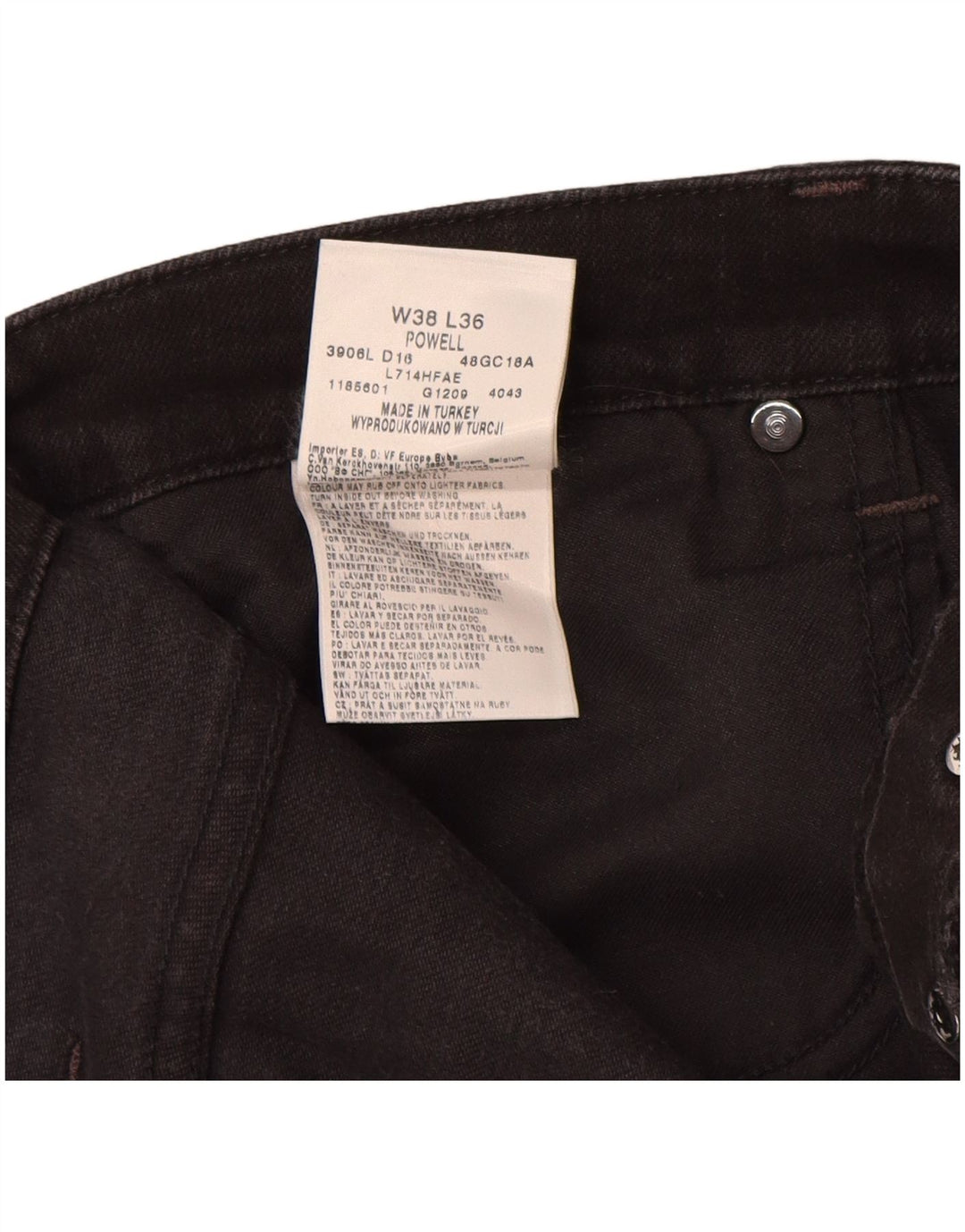 Jeans dritti Lee Powell da uomo W38 L36 cotone nero
