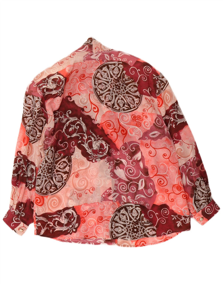 Camicetta da donna con cravatta sul davanti VINTAGE UK 16 Grande Paisley multicolore