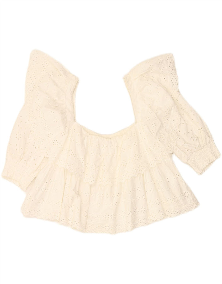 ZARA Womens Crop Blouse Top UK 20 2XL White Cotton Vintage Zara and Second-Hand Zara from Messina Hembry 
