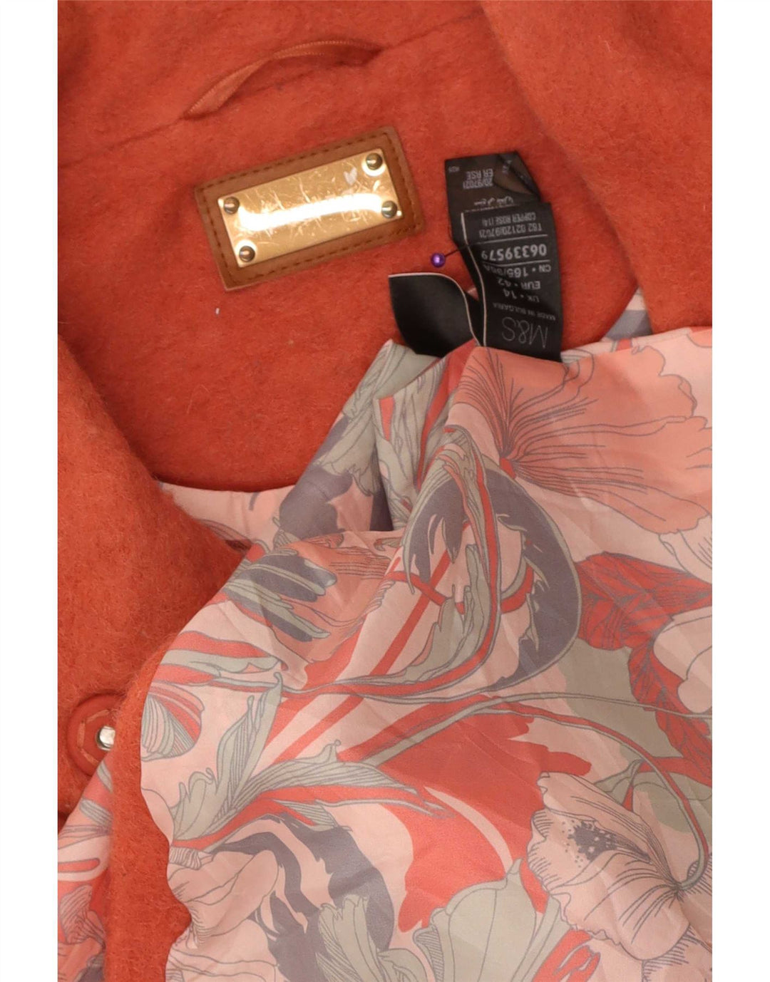 Cappotto da donna Marks & Spencer UK 14 grande lana rosa
