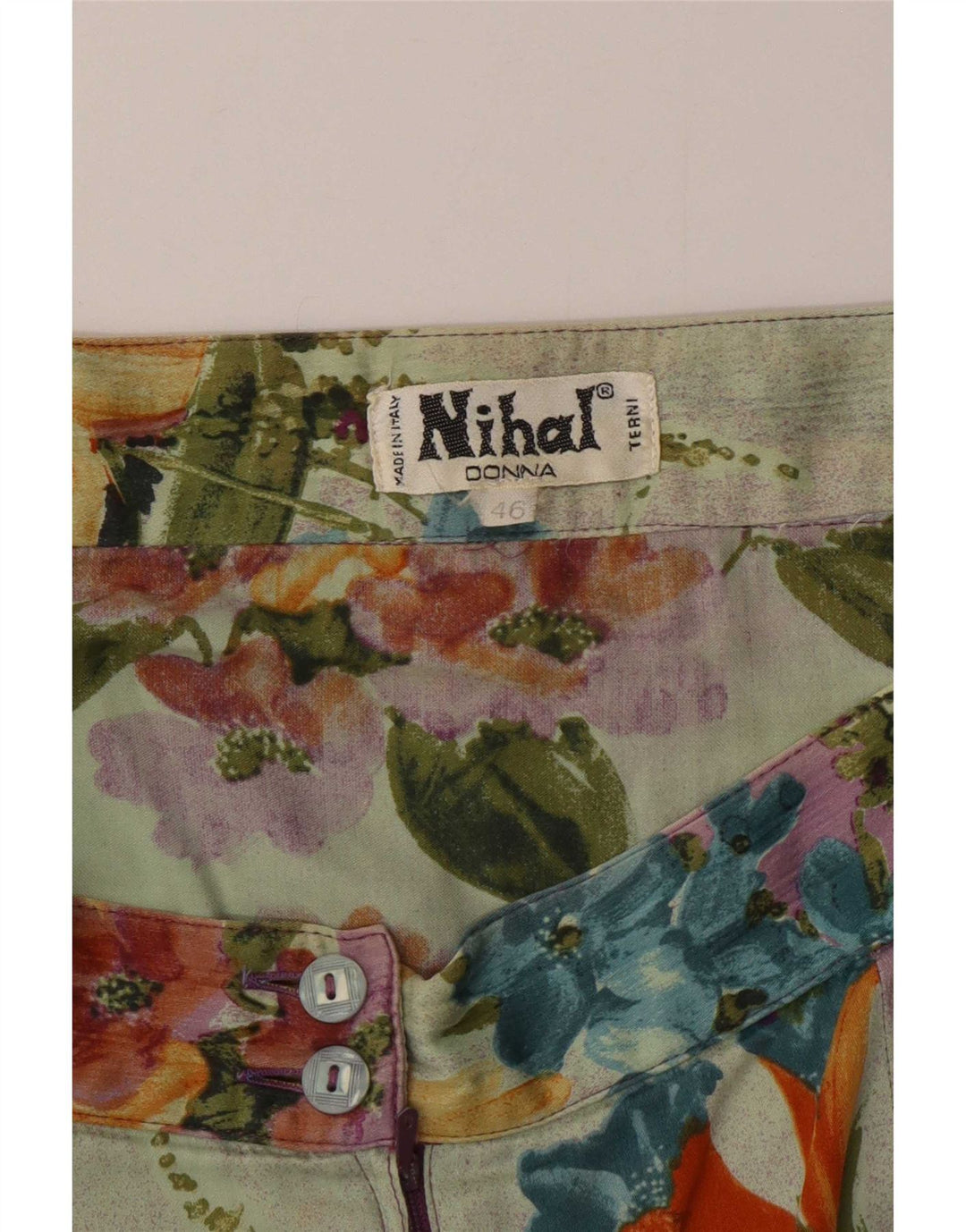 Gonna dritta da donna vintage IT 46 grande W30 floreale multicolore