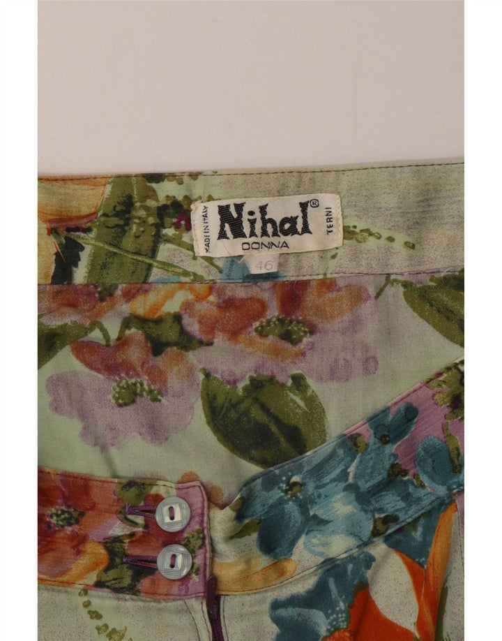 Gonna dritta da donna vintage IT 46 grande W30 floreale multicolore
