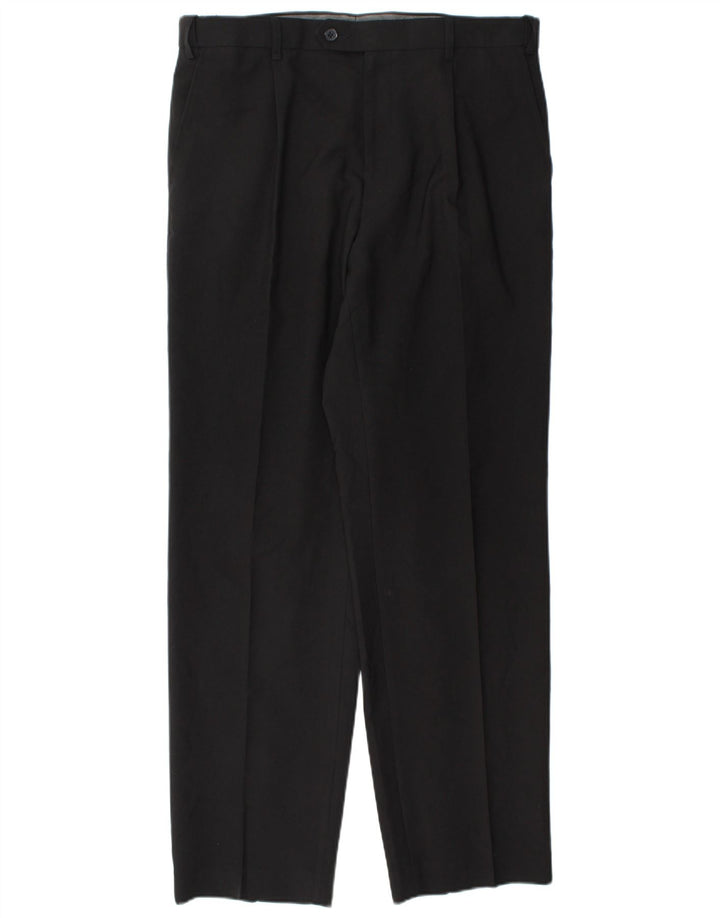 Pantaloni da abito con pegging da uomo Marks & Spencer W36 L33 poliestere nero