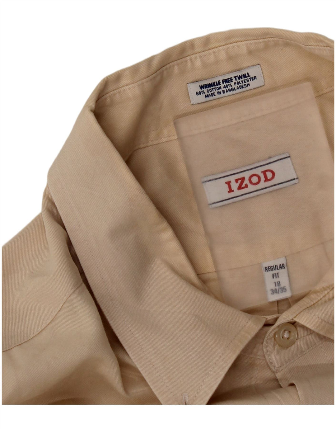 Camicia Izod da uomo vestibilità regolare taglia 18 2XL cotone beige