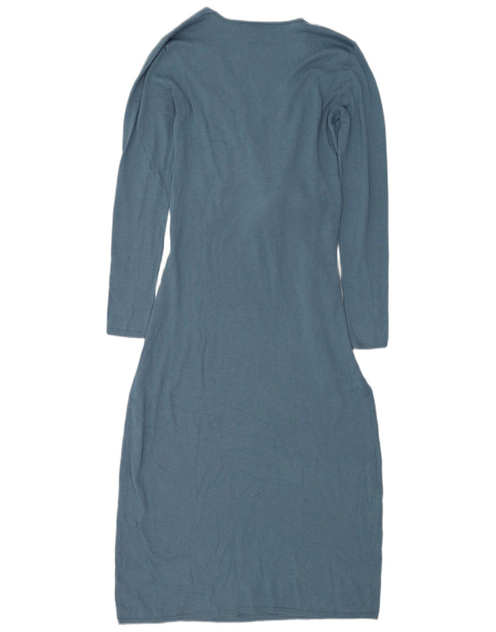 Zara Abito maglione da donna a maniche lunghe con allacciatura sul davanti UK 10 Piccolo poliestere blu